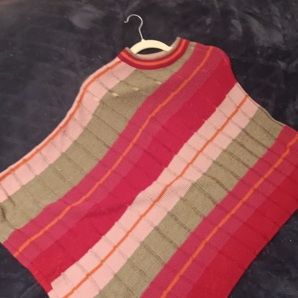 Striped Multicolor Women's Poncho
